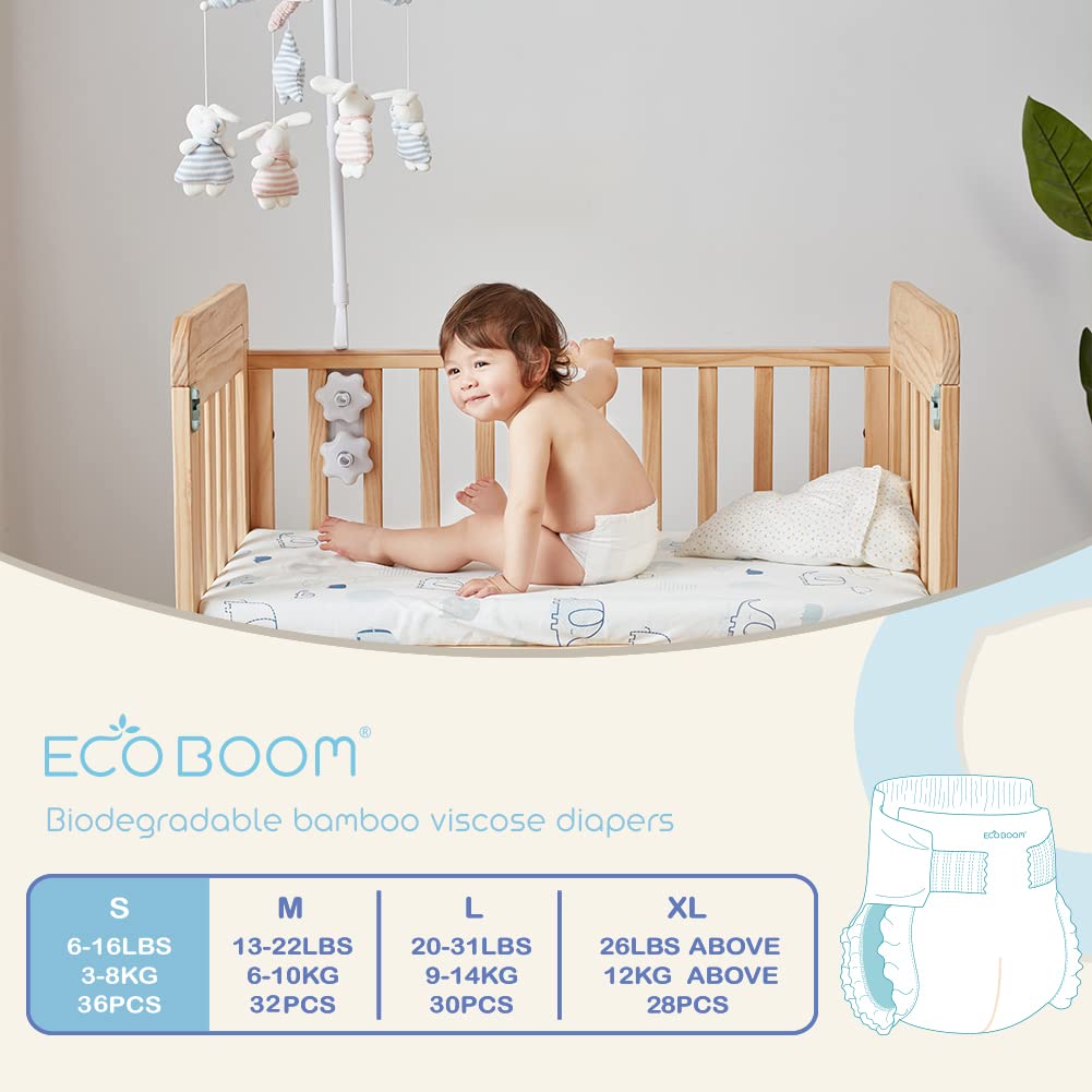 ECO BOOM Diapers, Baby Bamboo Viscose Diapers, Eco-Friendly Natural Soft Disposable Nappies for Infant, Size 3 Suitable for 13 to 22lb (Medium- 74 Count) - Image 6